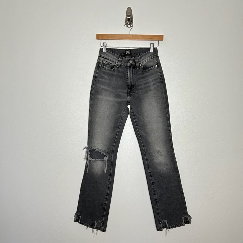 BDG Urban Outfitters High Waisted Distressed Straight Leg Jeans Charcoal Gray 24
